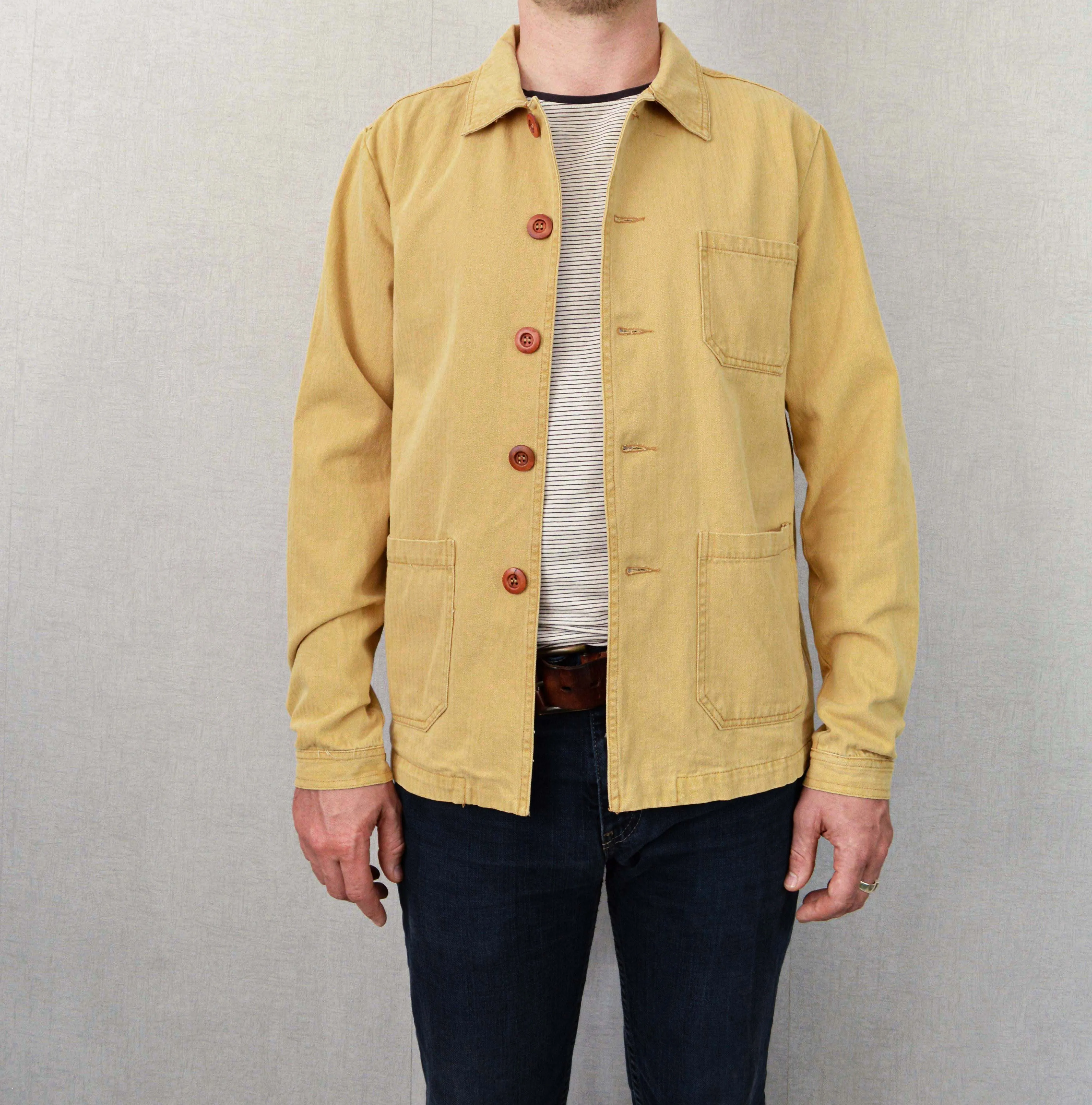 Herringbone French Cotton Twill Chore Jacket Camel