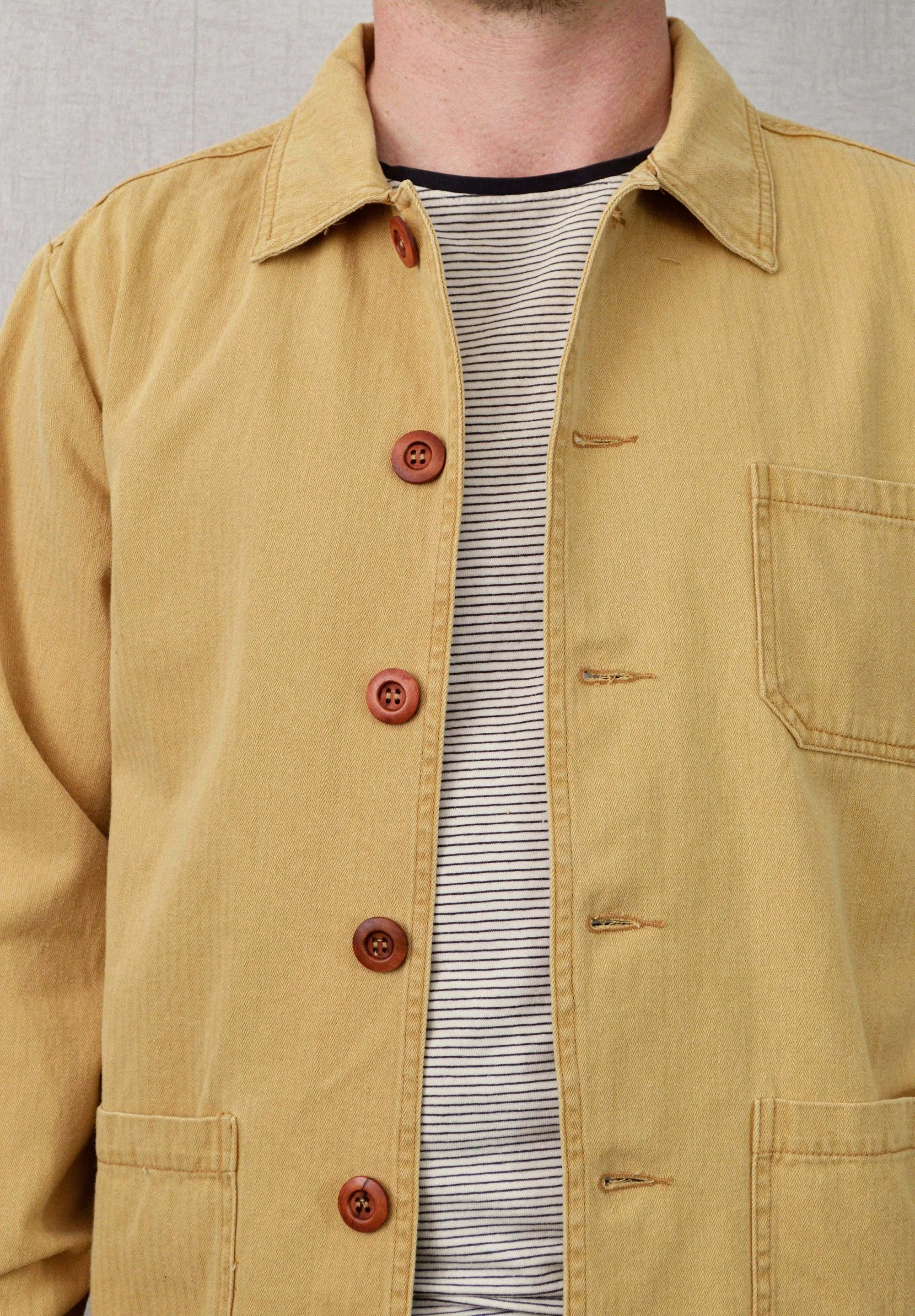 Herringbone French Cotton Twill Chore Jacket Camel