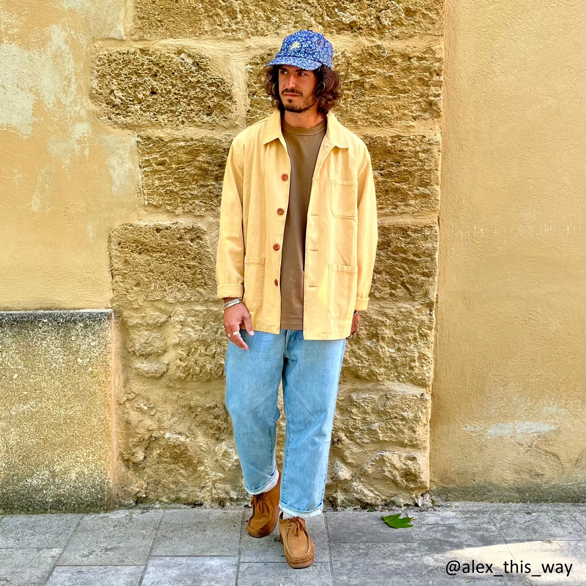 Herringbone French Cotton Twill Chore Jacket Camel