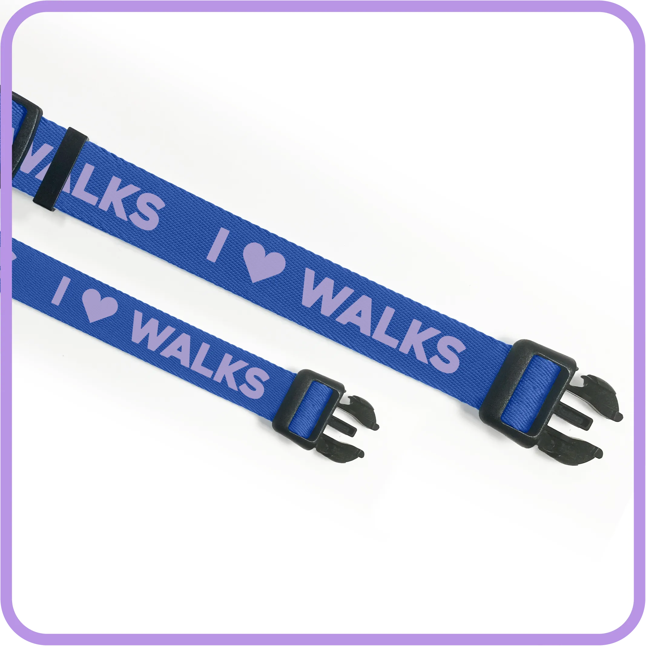 I Love Walks (Blue) Dog Collar