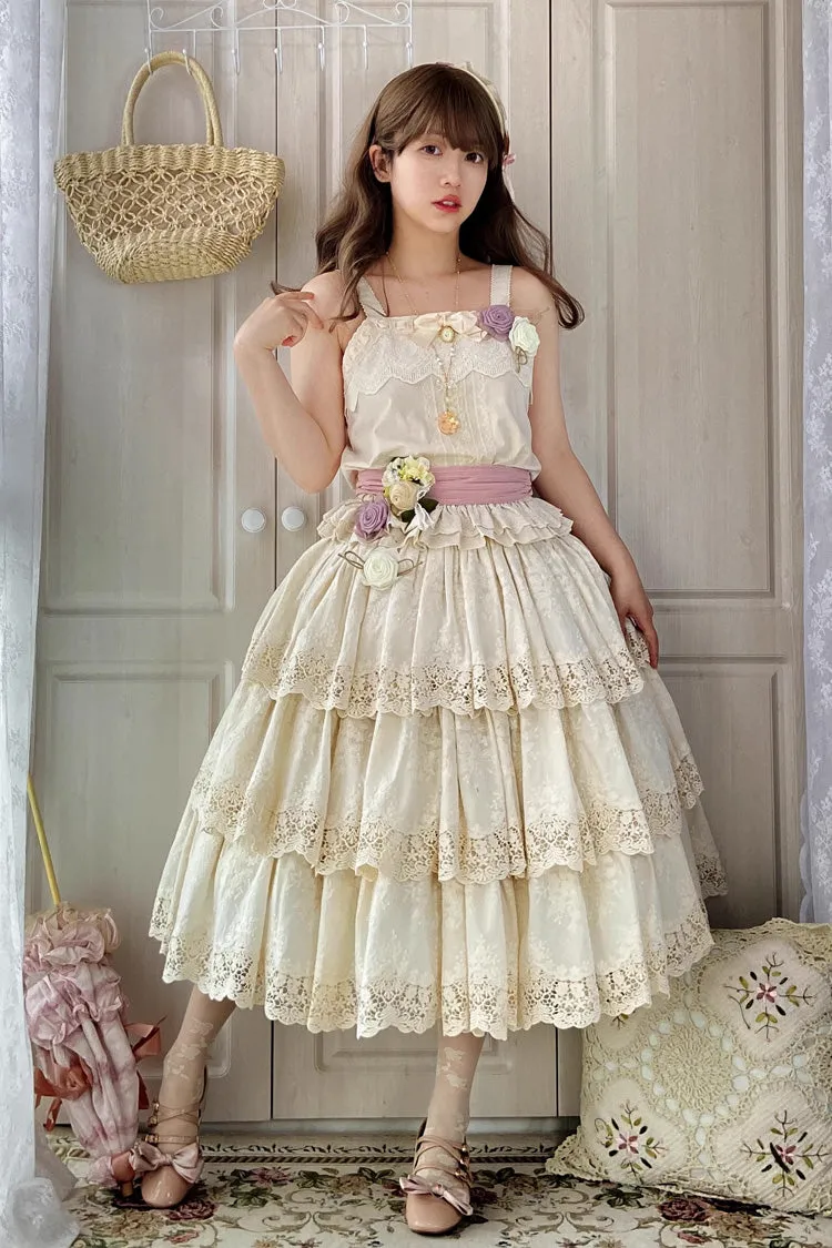Ivory [Forest Waltz] Embroidery Sweet Elegant Lolita Suspender Top