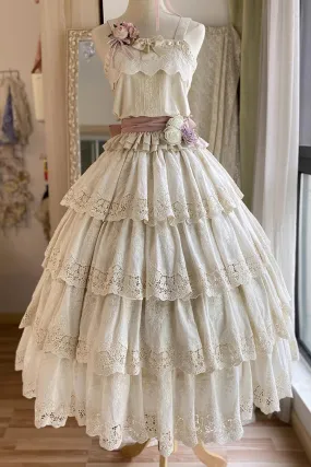 Ivory [Forest Waltz] Embroidery Sweet Elegant Lolita Suspender Top