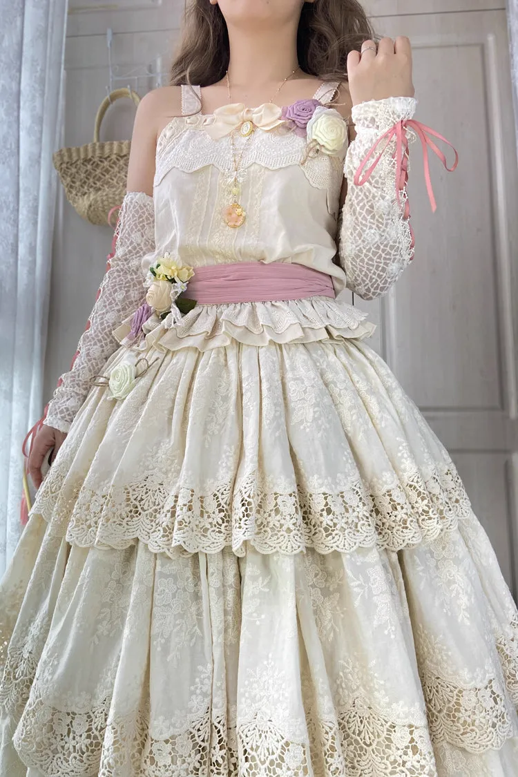 Ivory [Forest Waltz] Embroidery Sweet Elegant Lolita Suspender Top
