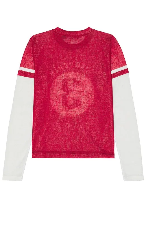 Jaded London Double Layer Varsity Top in Red