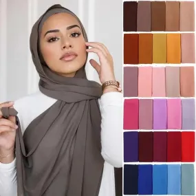 Jersey Scarf Hijab For Women – Solid Color Chiffon Muslim Head Scarf