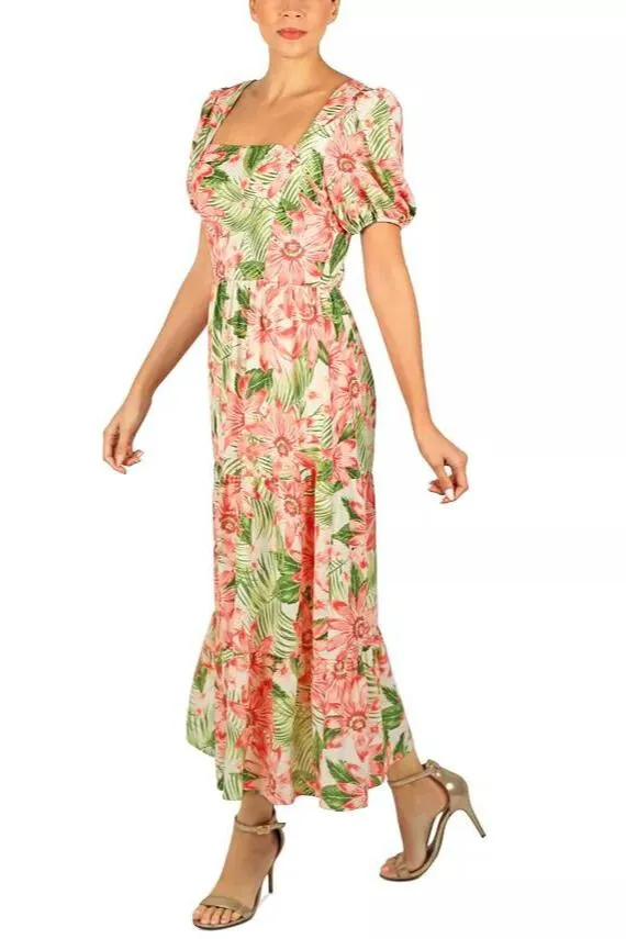 Julia Jordan Printed Short-Sleeve Midi Dress