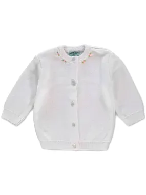 Julius Berger Cotton Cashmere Rosebuds White Baby & Toddler Girl Cardigan