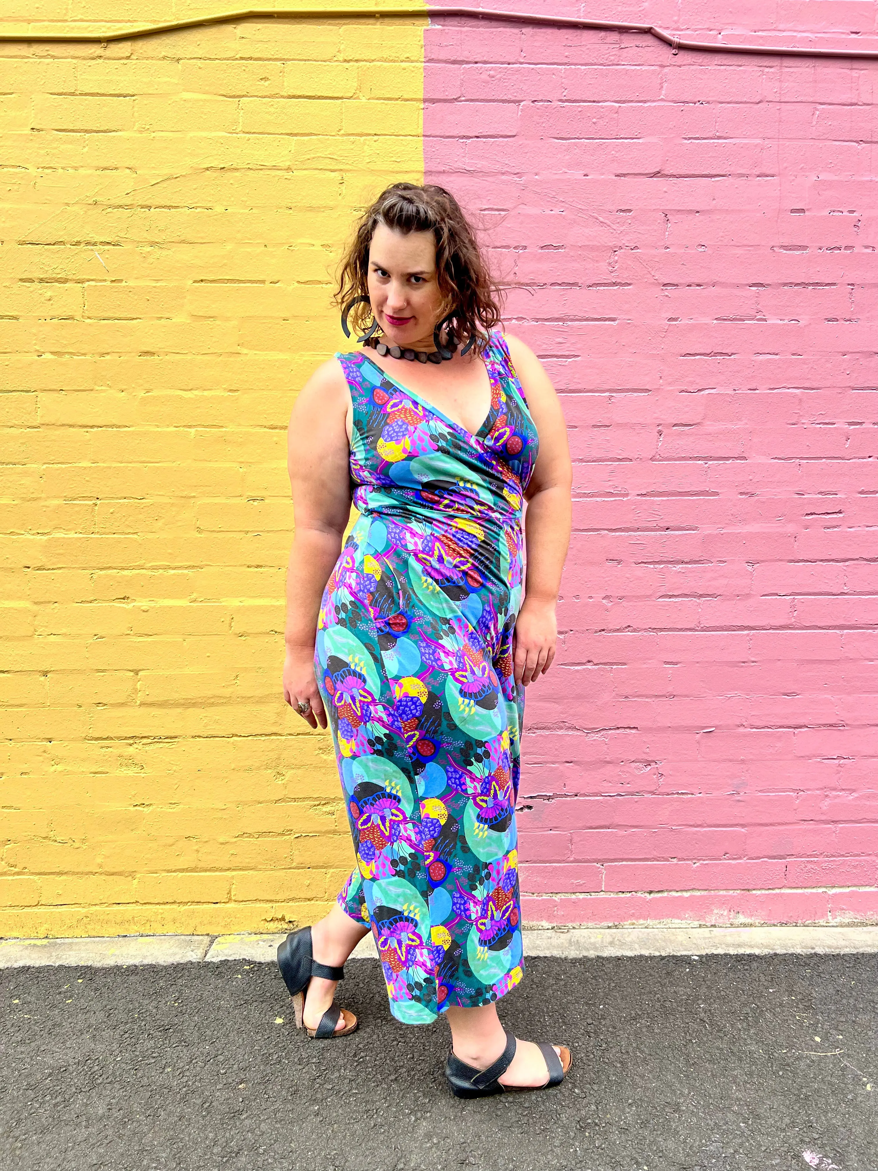 Jumpsuit - Dark Green Coral Garden
