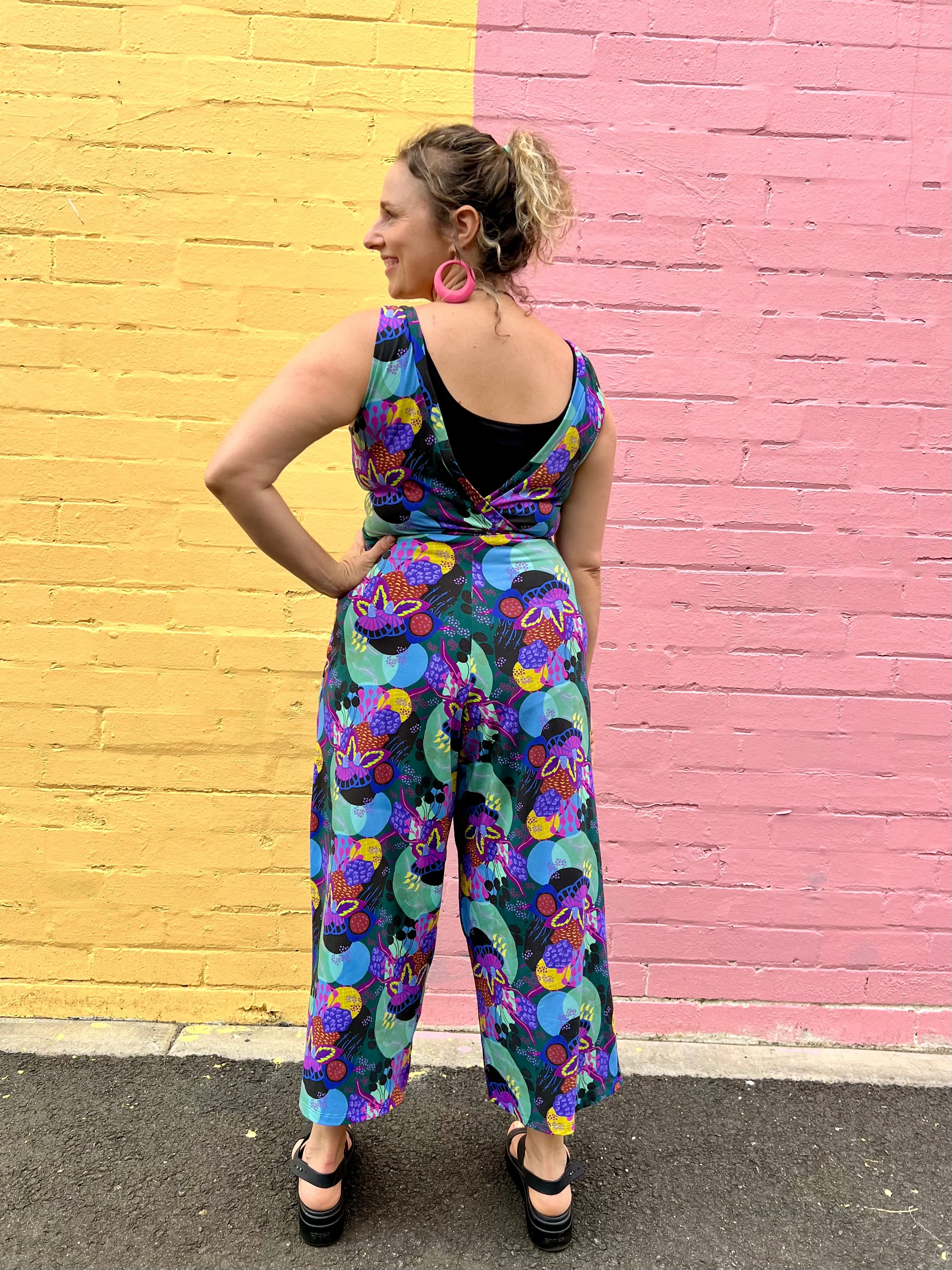 Jumpsuit - Dark Green Coral Garden