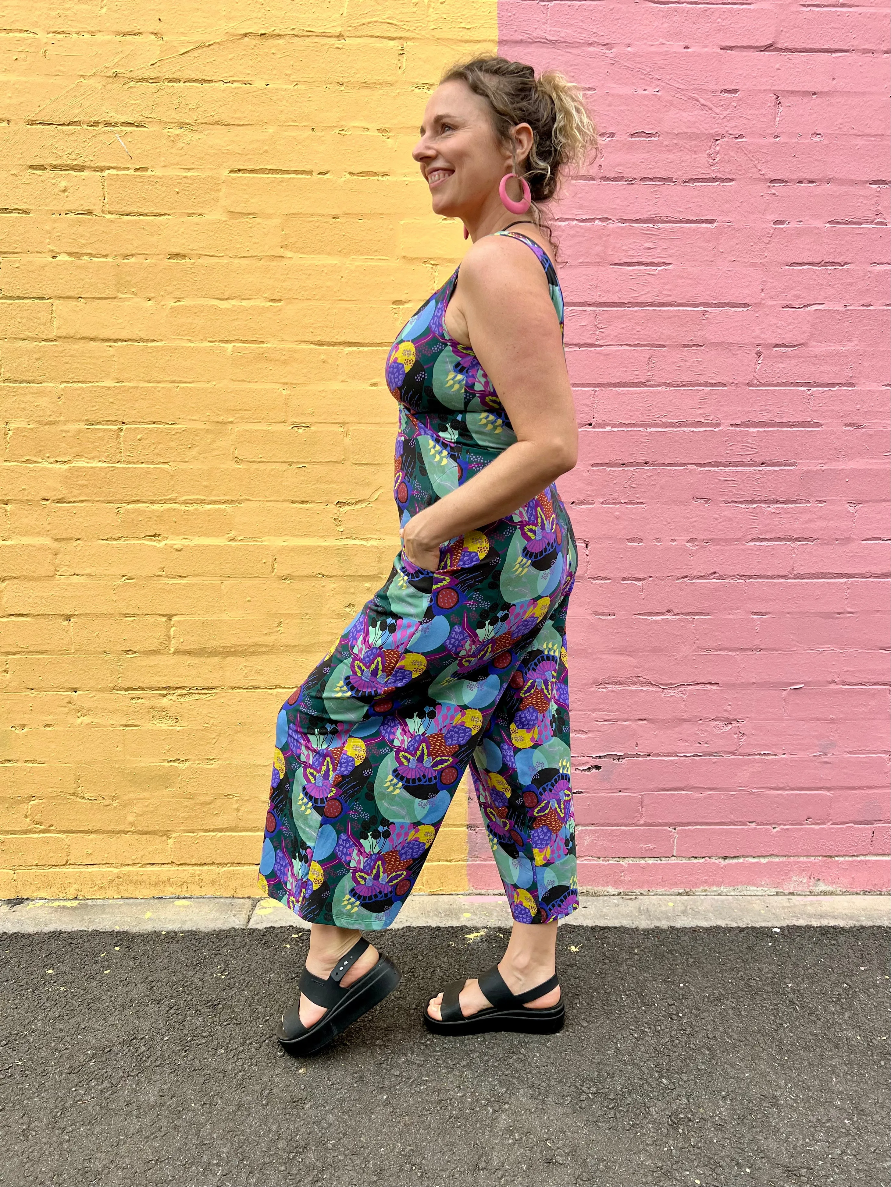 Jumpsuit - Dark Green Coral Garden