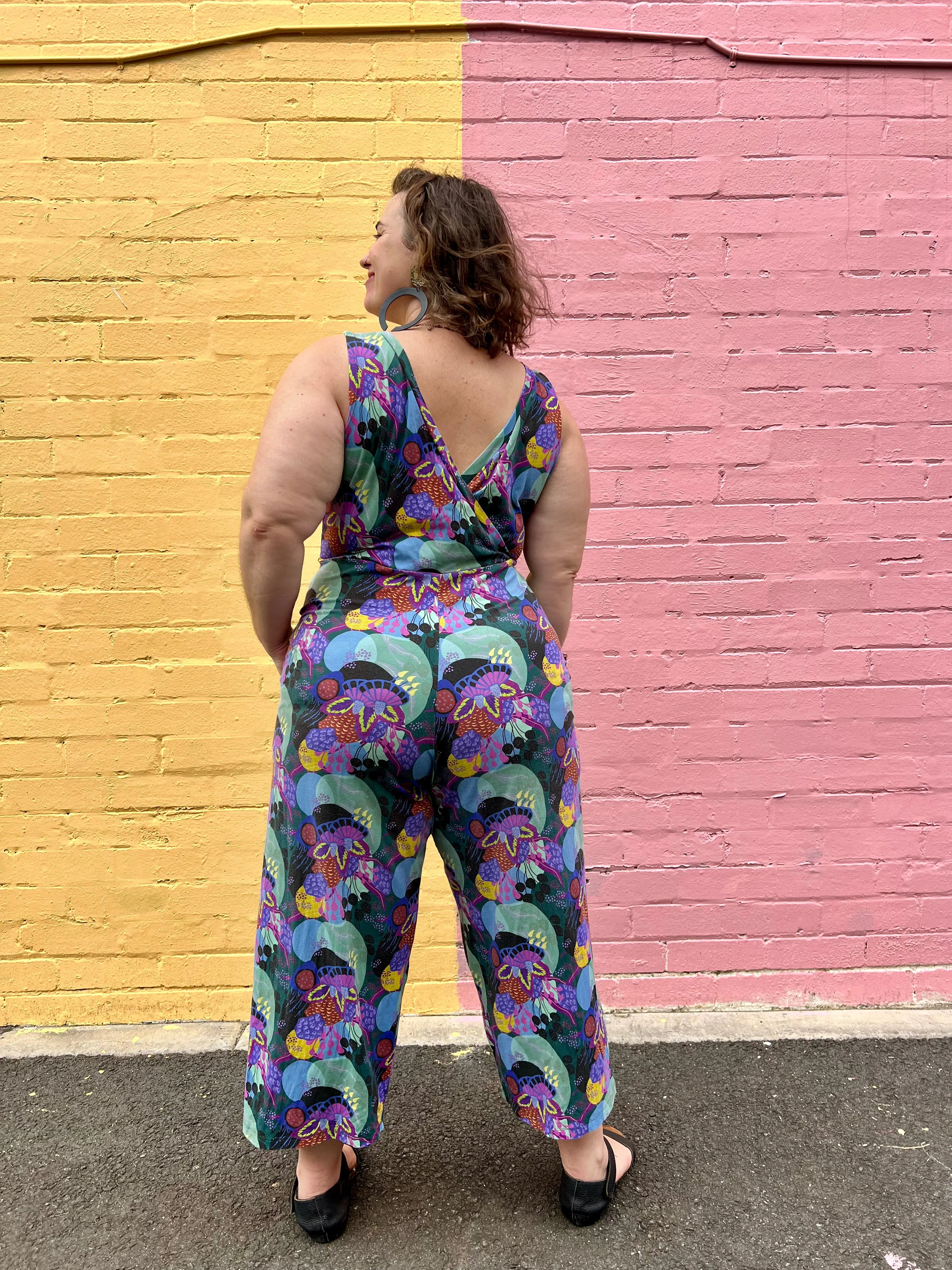 Jumpsuit - Dark Green Coral Garden
