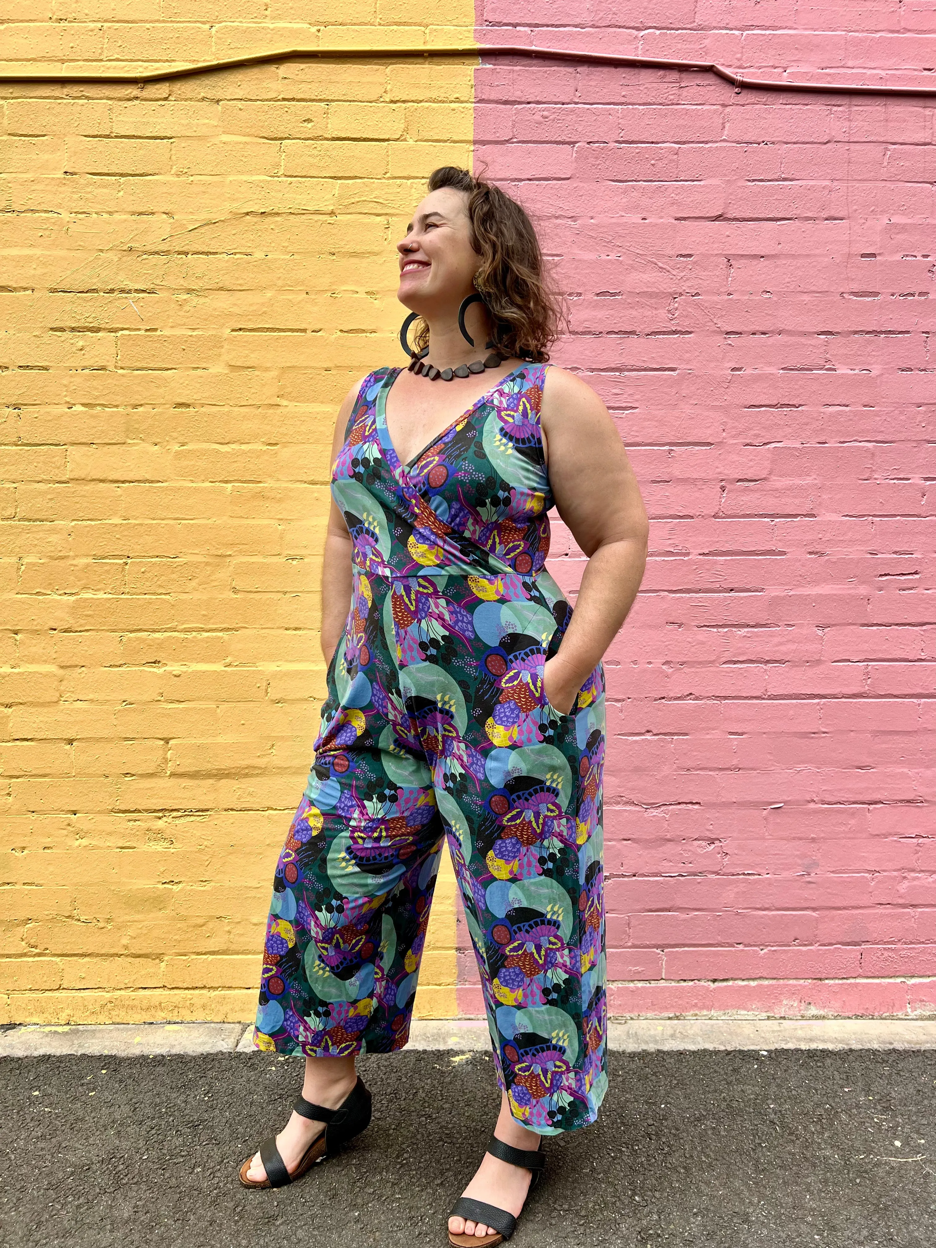 Jumpsuit - Dark Green Coral Garden