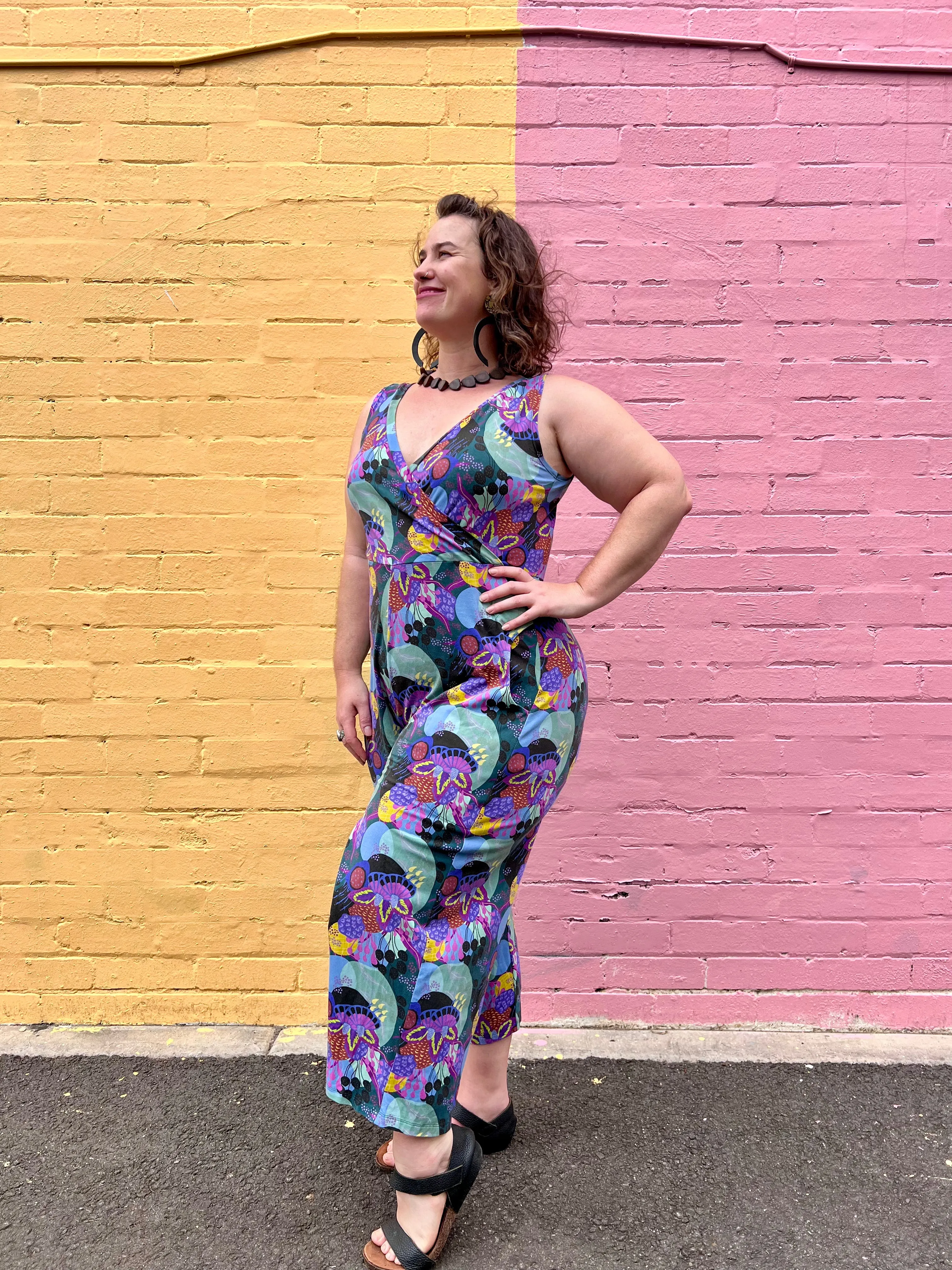 Jumpsuit - Dark Green Coral Garden