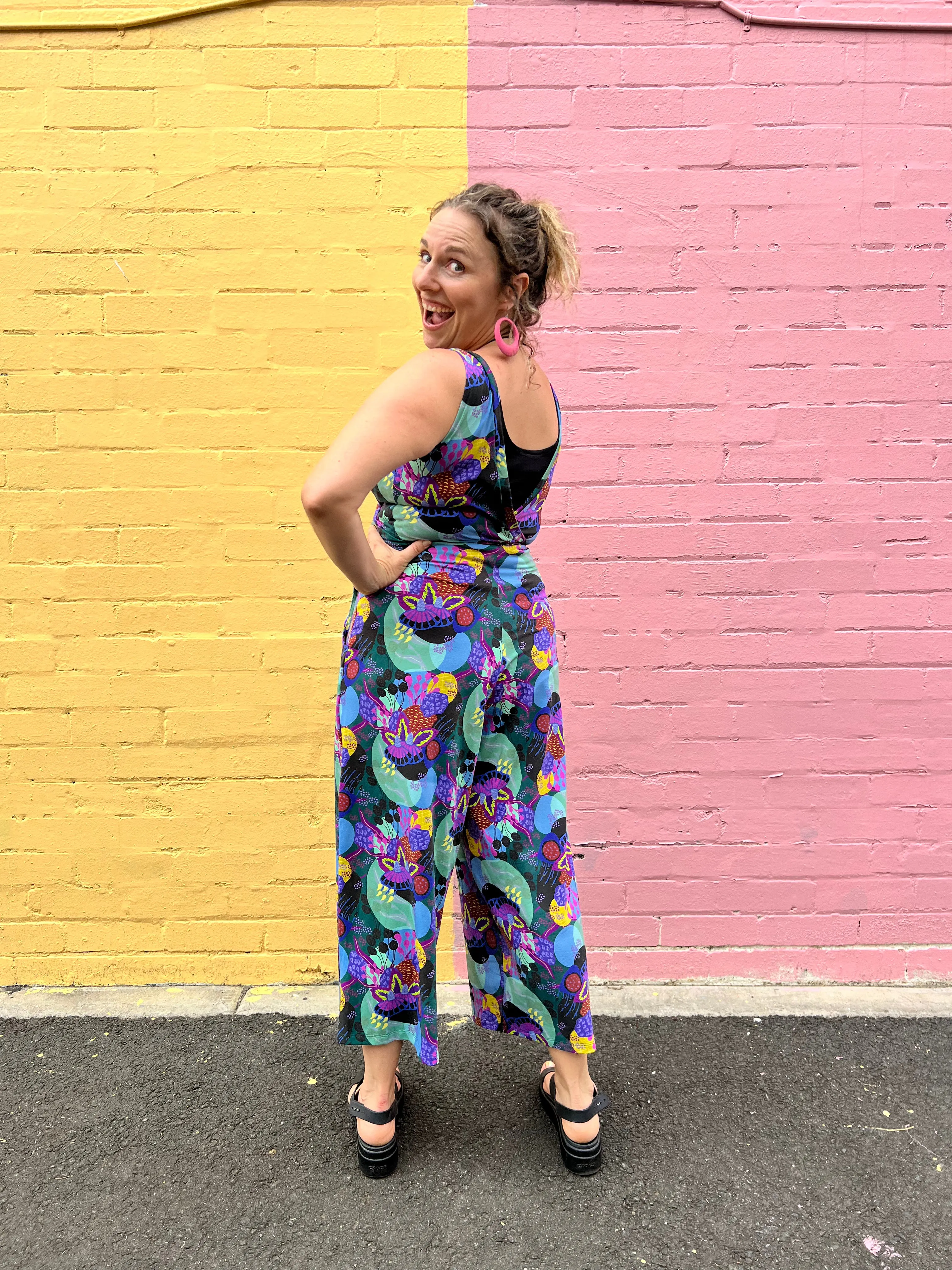 Jumpsuit - Dark Green Coral Garden