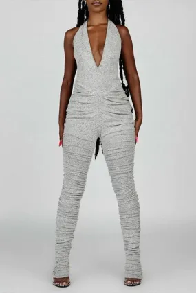 JZ042 Halter Backless Jumpsuits