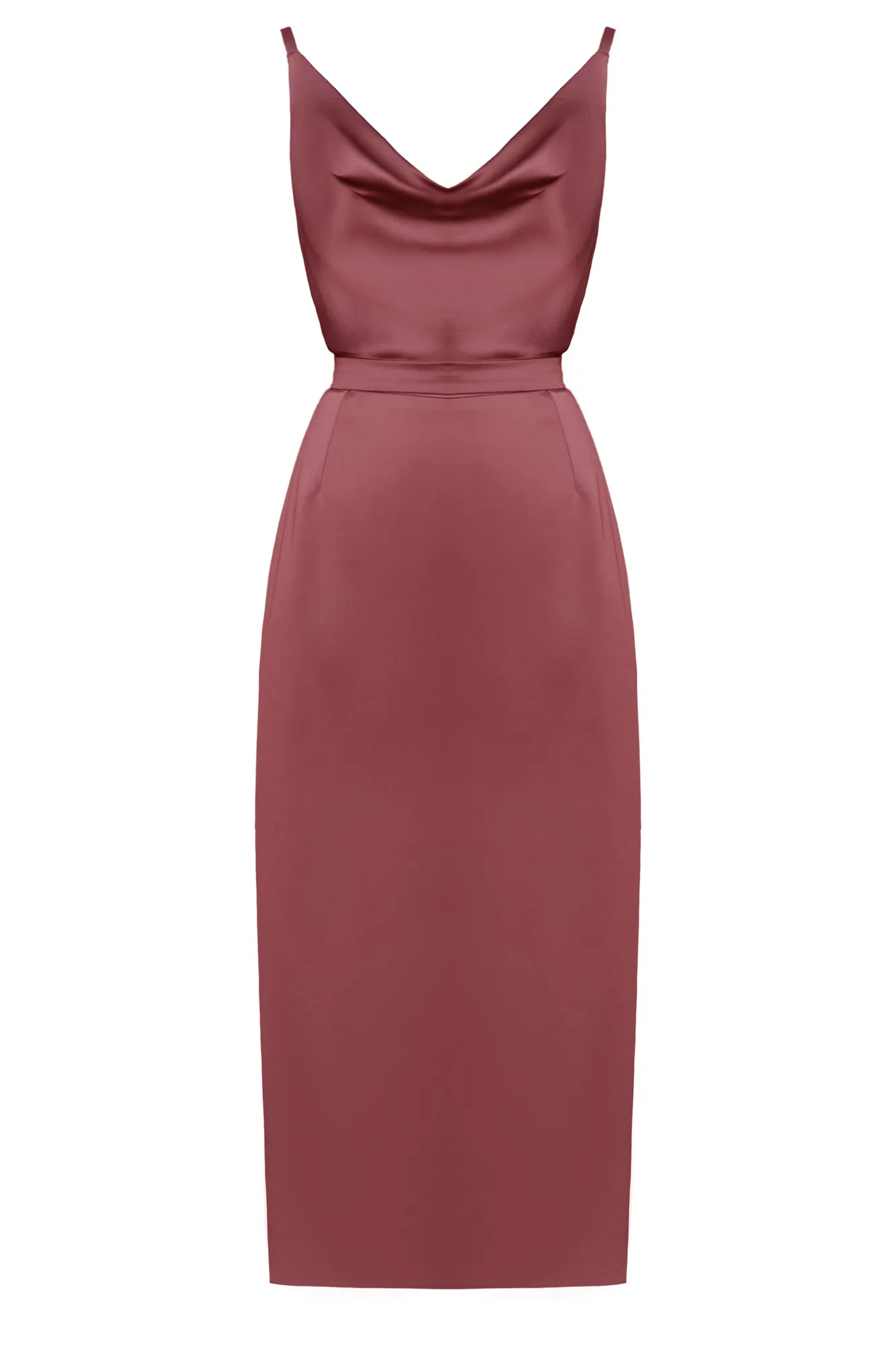 KAMEA brick red backless cocktail dress
