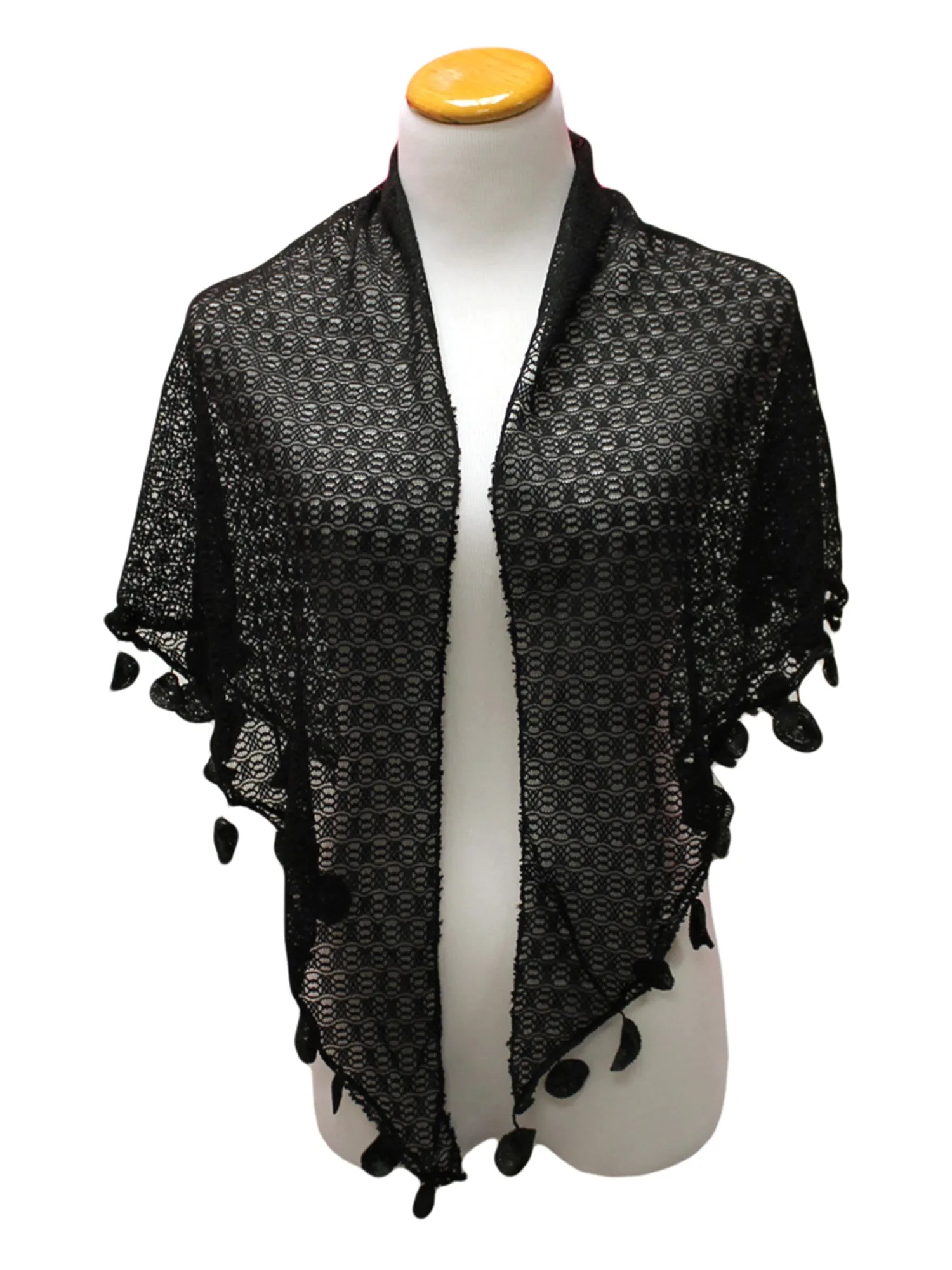 Lace Triangular Scarf With Petals