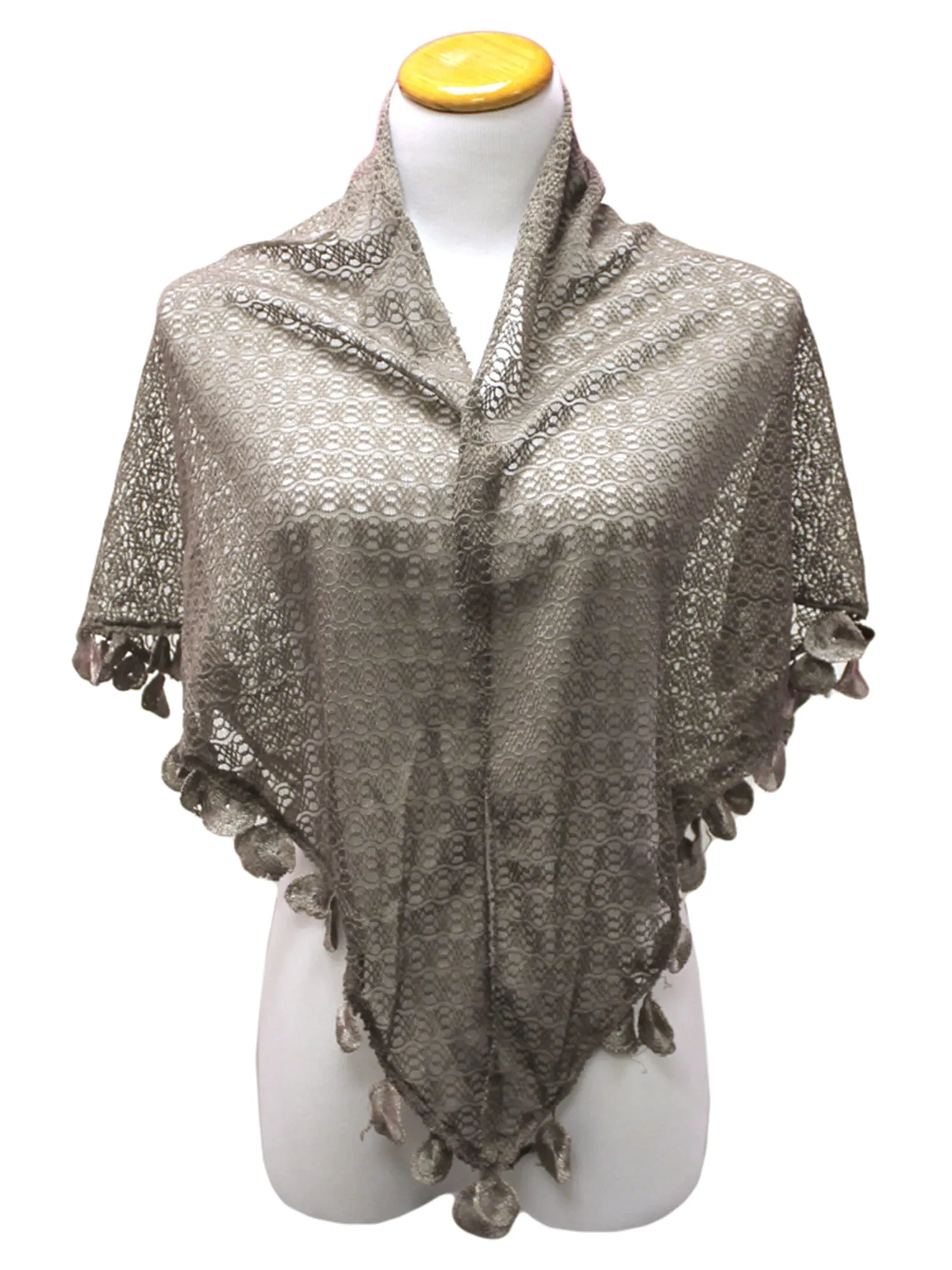 Lace Triangular Scarf With Petals