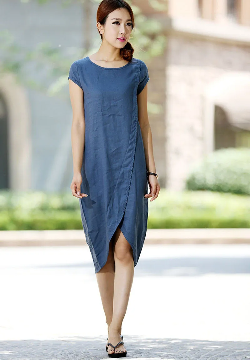 Light blue linen dress (1015)
