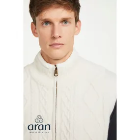 Lined Shetland Gilet with Full Zip White