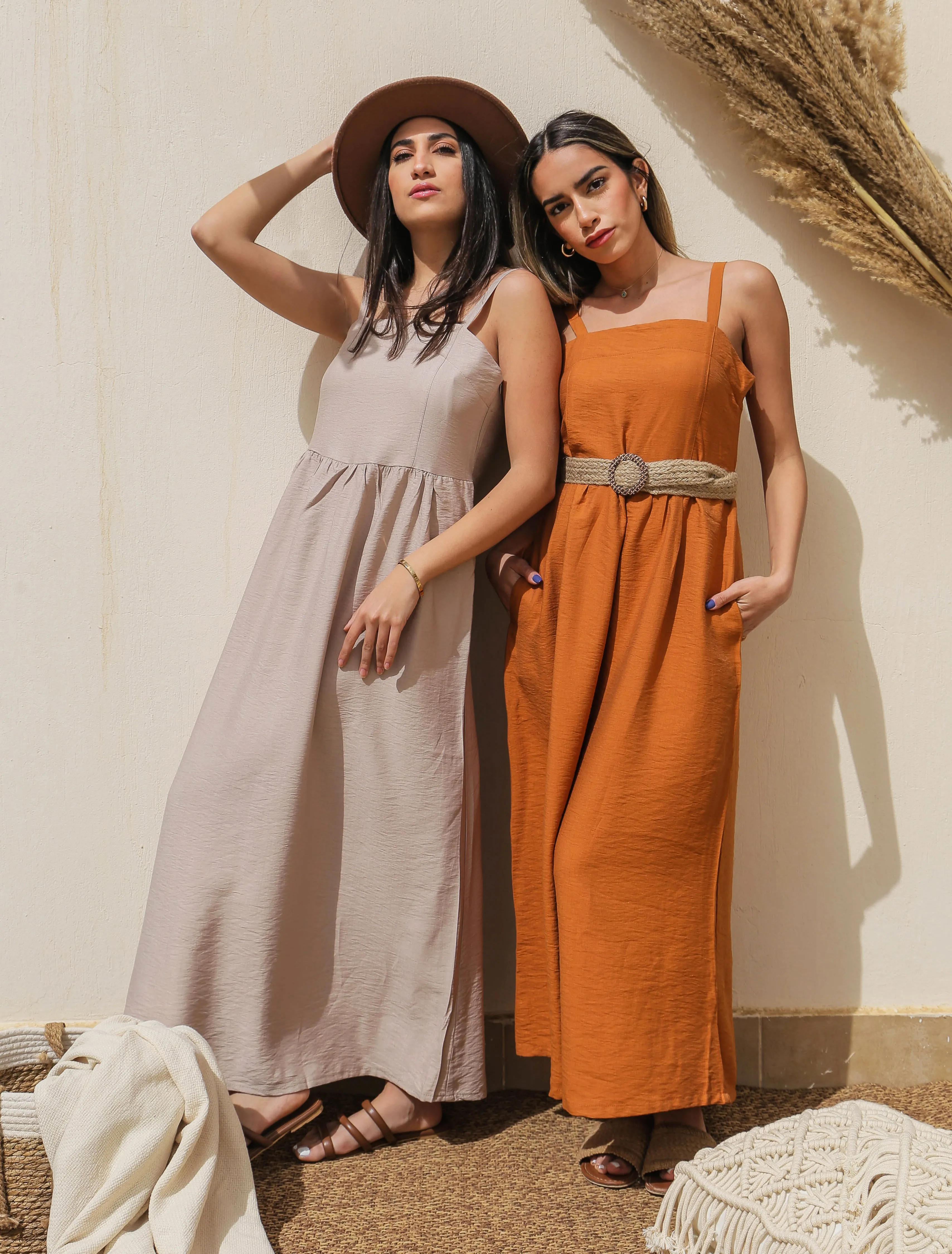 Linen Midi Dress Beige