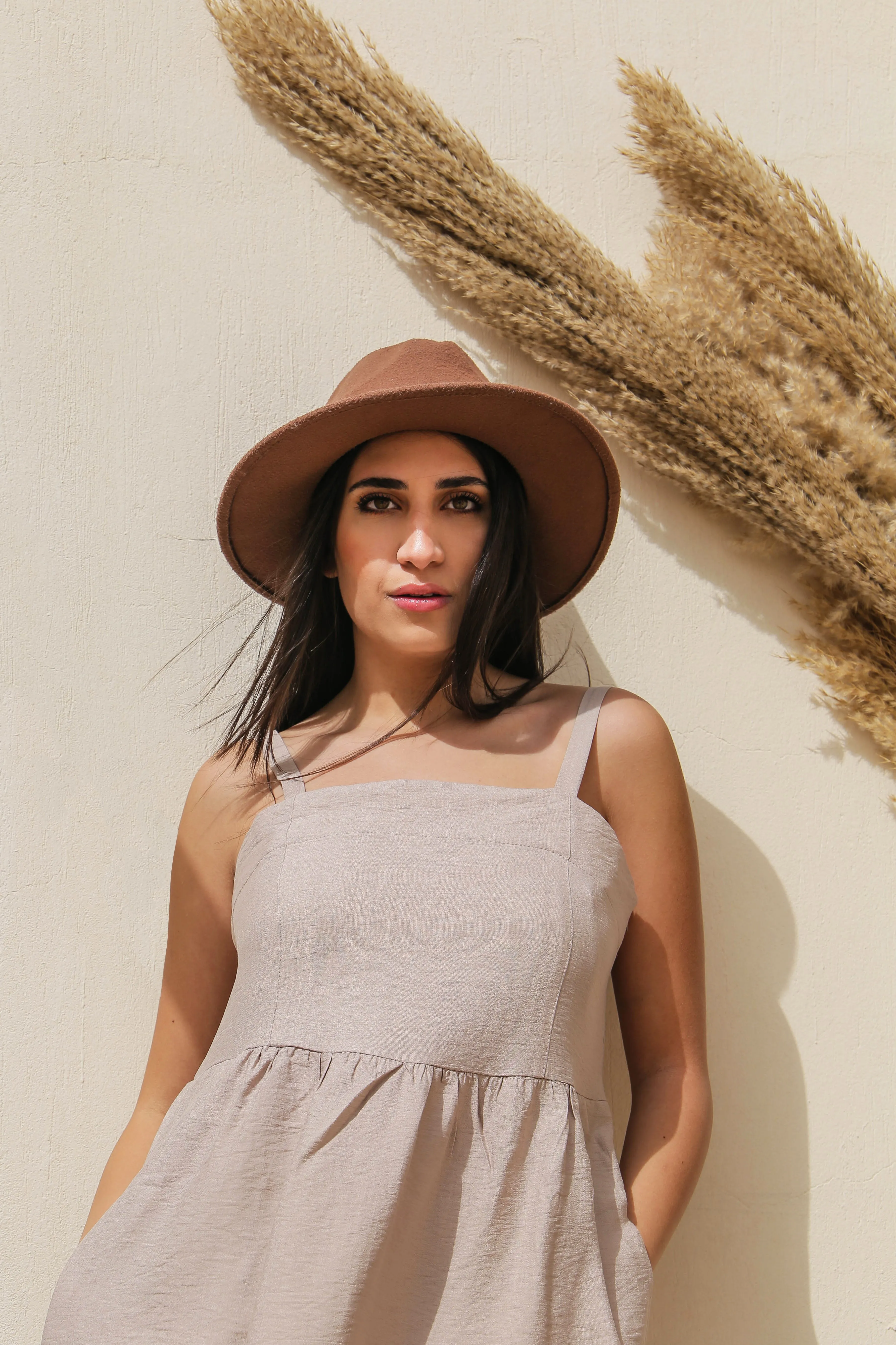 Linen Midi Dress Beige