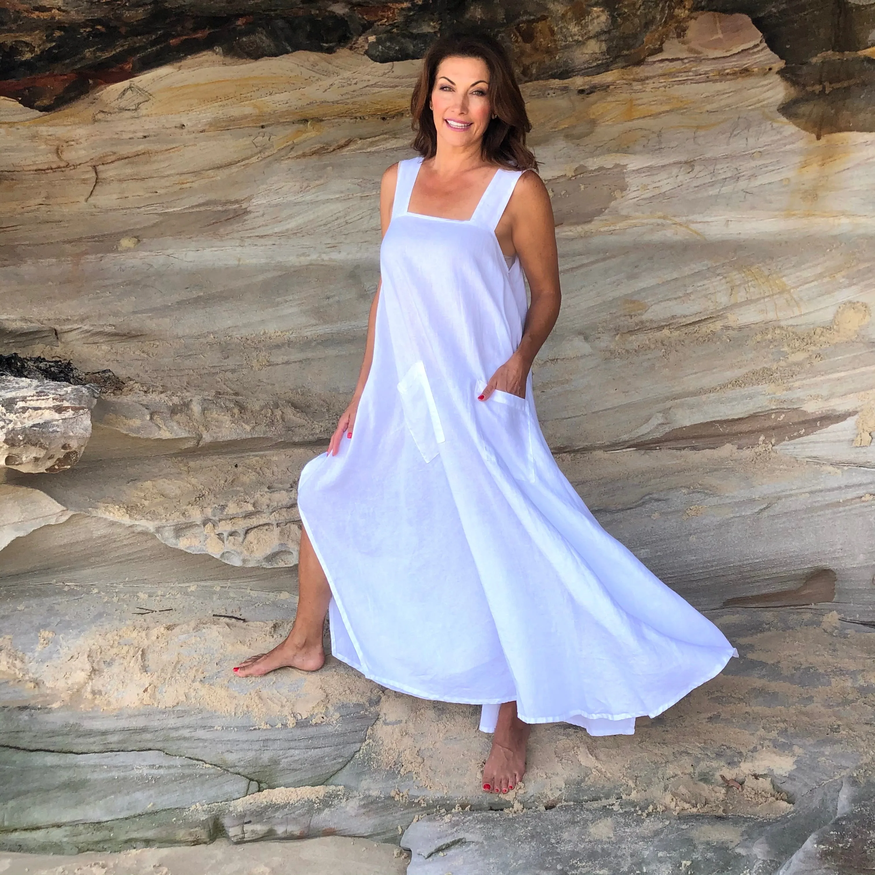 Linen Pinafore Dress
