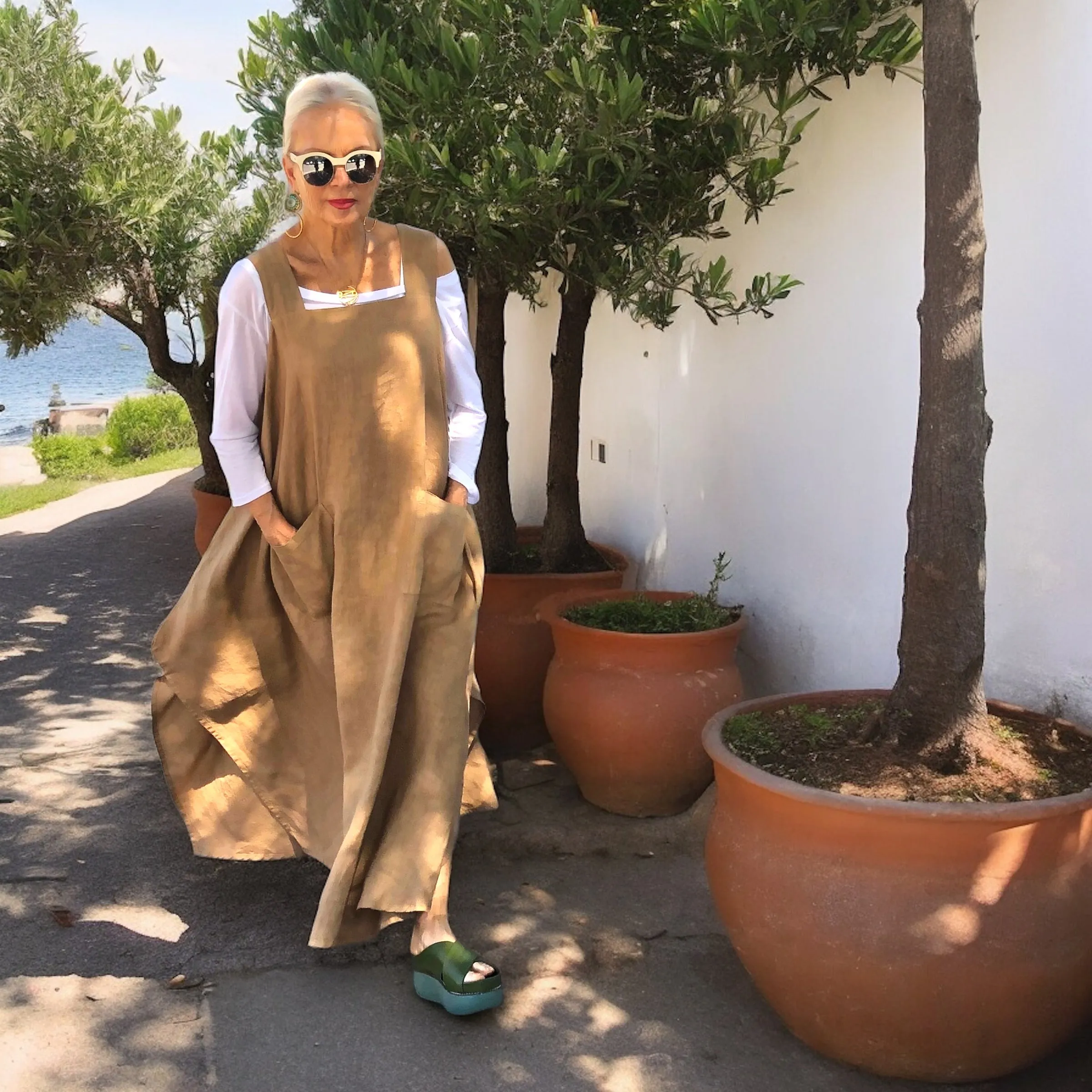 Linen Pinafore Dress