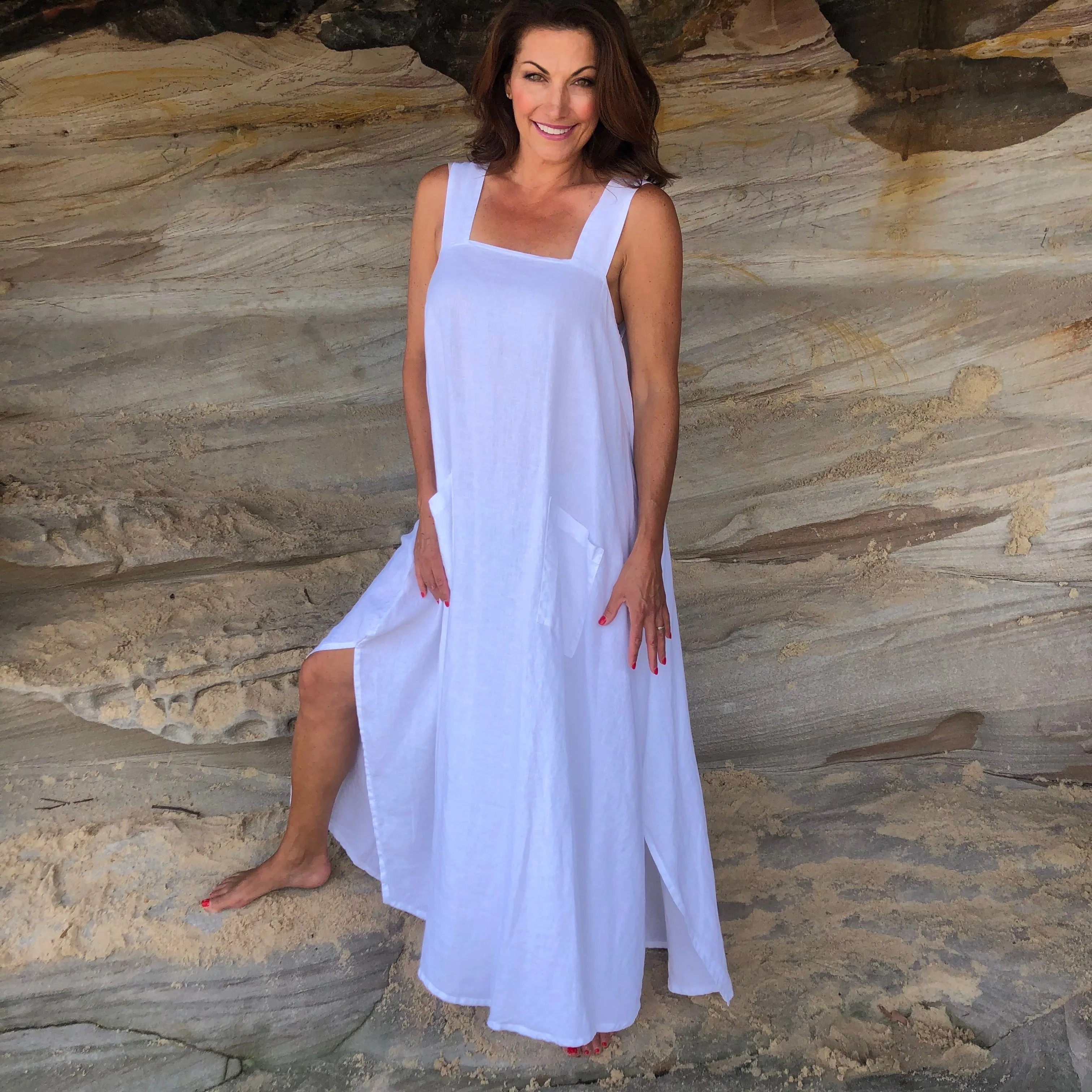 Linen Pinafore Dress