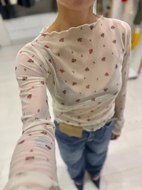 LIREN Floral mesh top