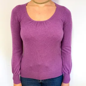 Loganberry Purple Cashmere Gathered Scoop Neck Jumper Small