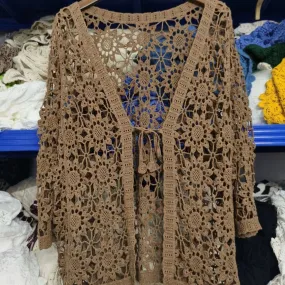 Long Sleeve Floral Crochet Cardigan