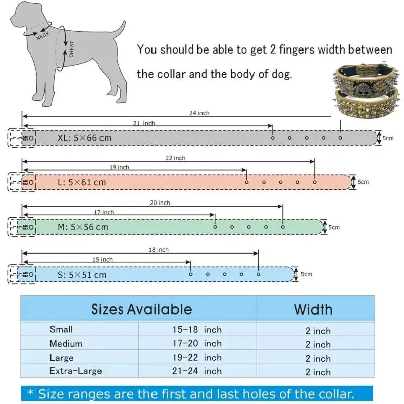 MACHO Pet - Skull Spiked Dog Collar And Leash Set