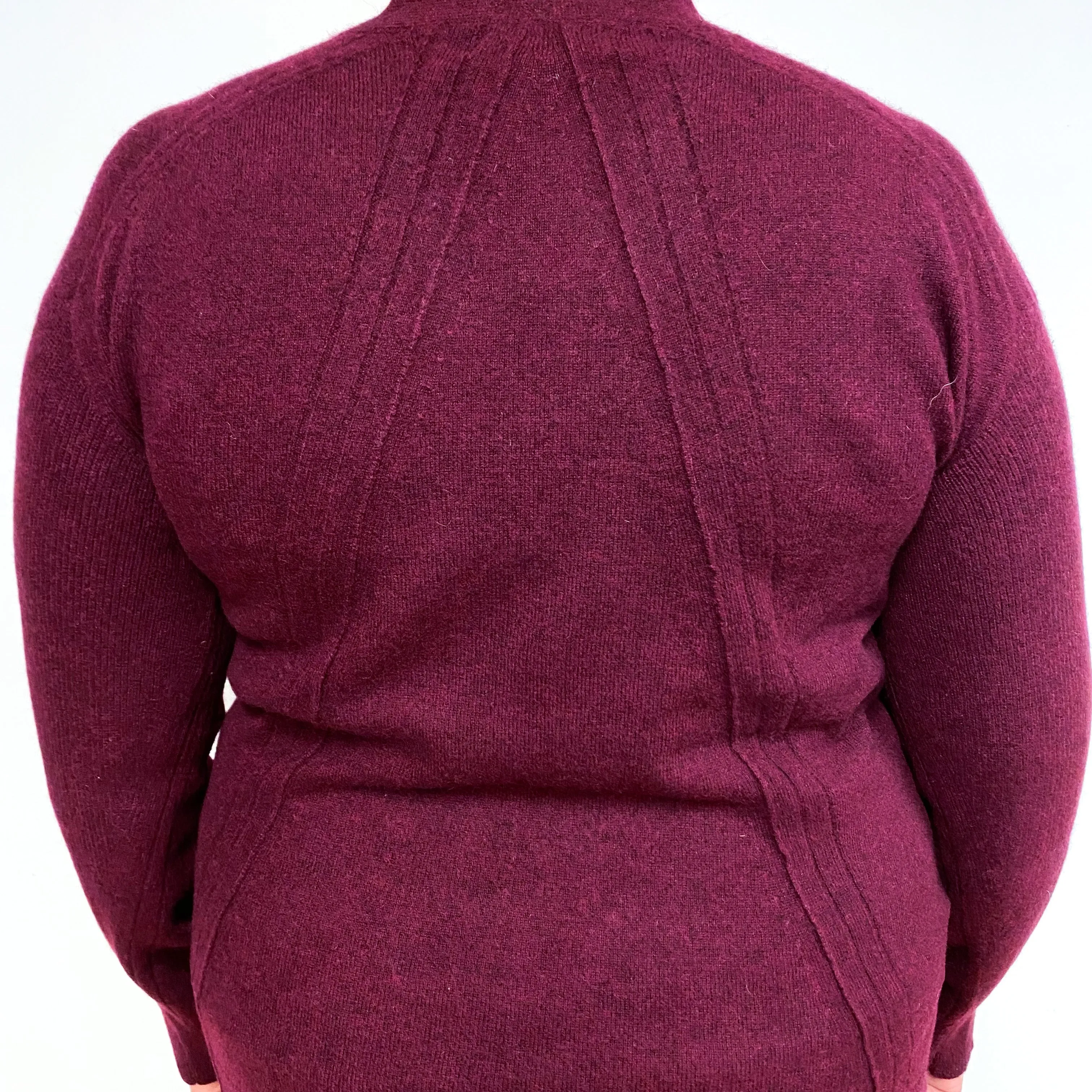 Magaschoni Burgundy Red Cashmere V-Neck Jumper Extra Large