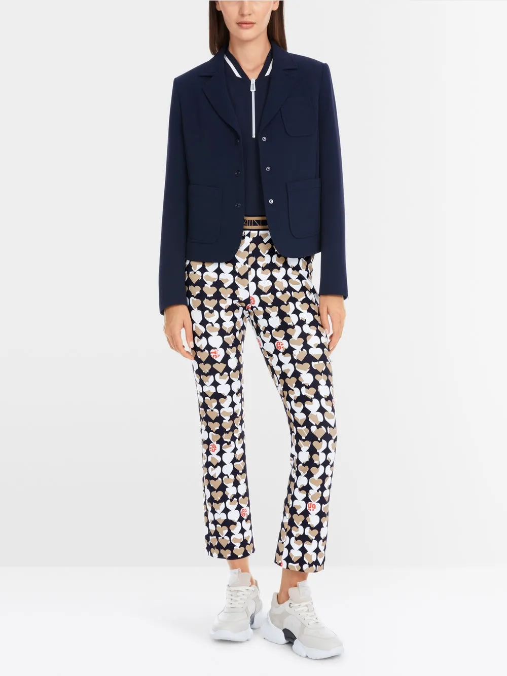 Marc Cain Navy Solid blazer with patch pockets