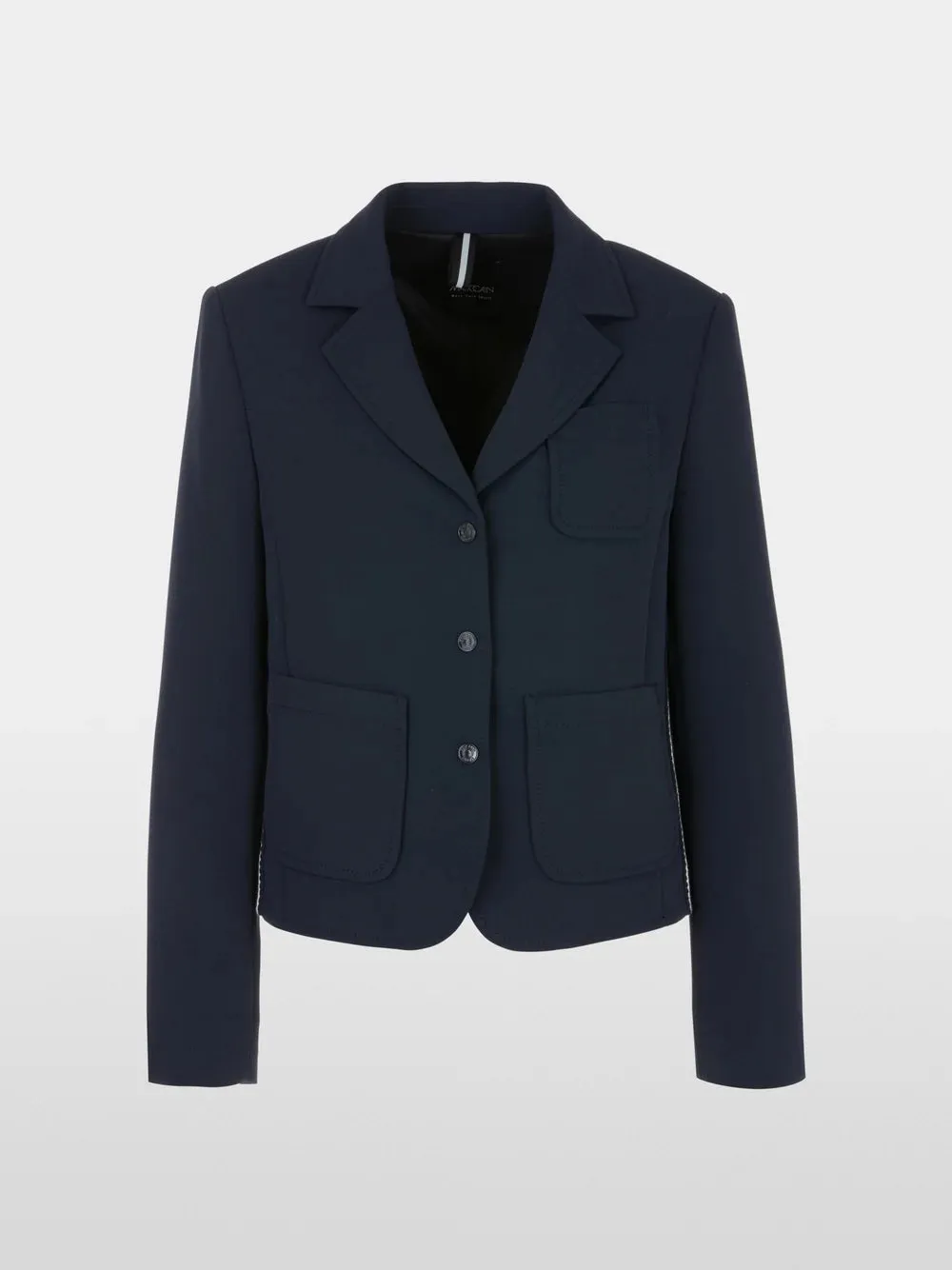 Marc Cain Navy Solid blazer with patch pockets