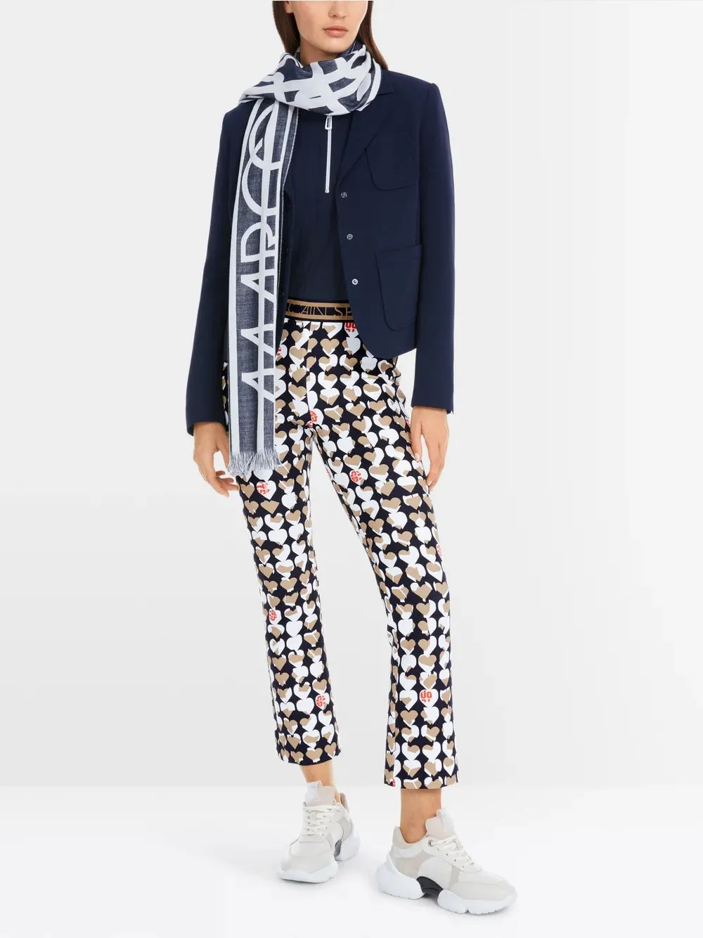 Marc Cain Navy Solid blazer with patch pockets