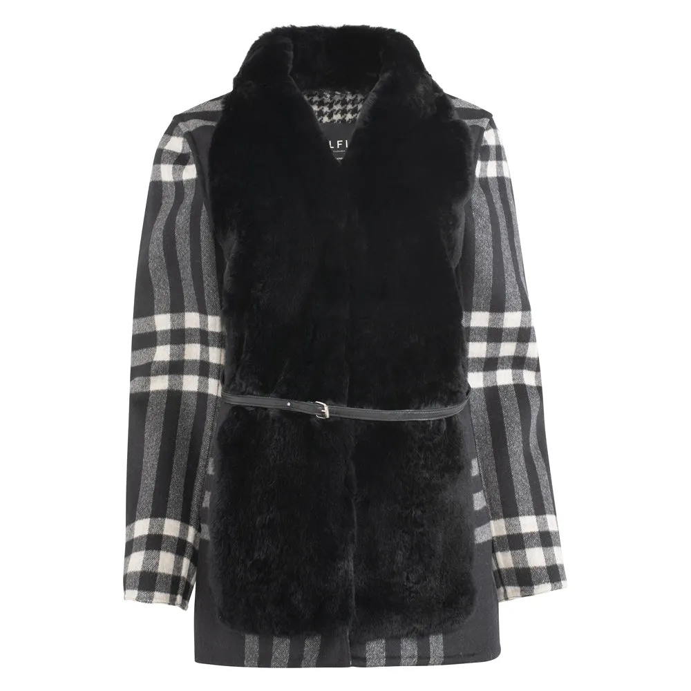MEGAN Cashmere cardigan with Rex rabbit fur front