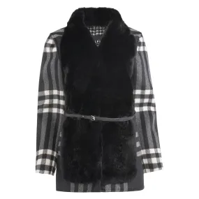 MEGAN Cashmere cardigan with Rex rabbit fur front