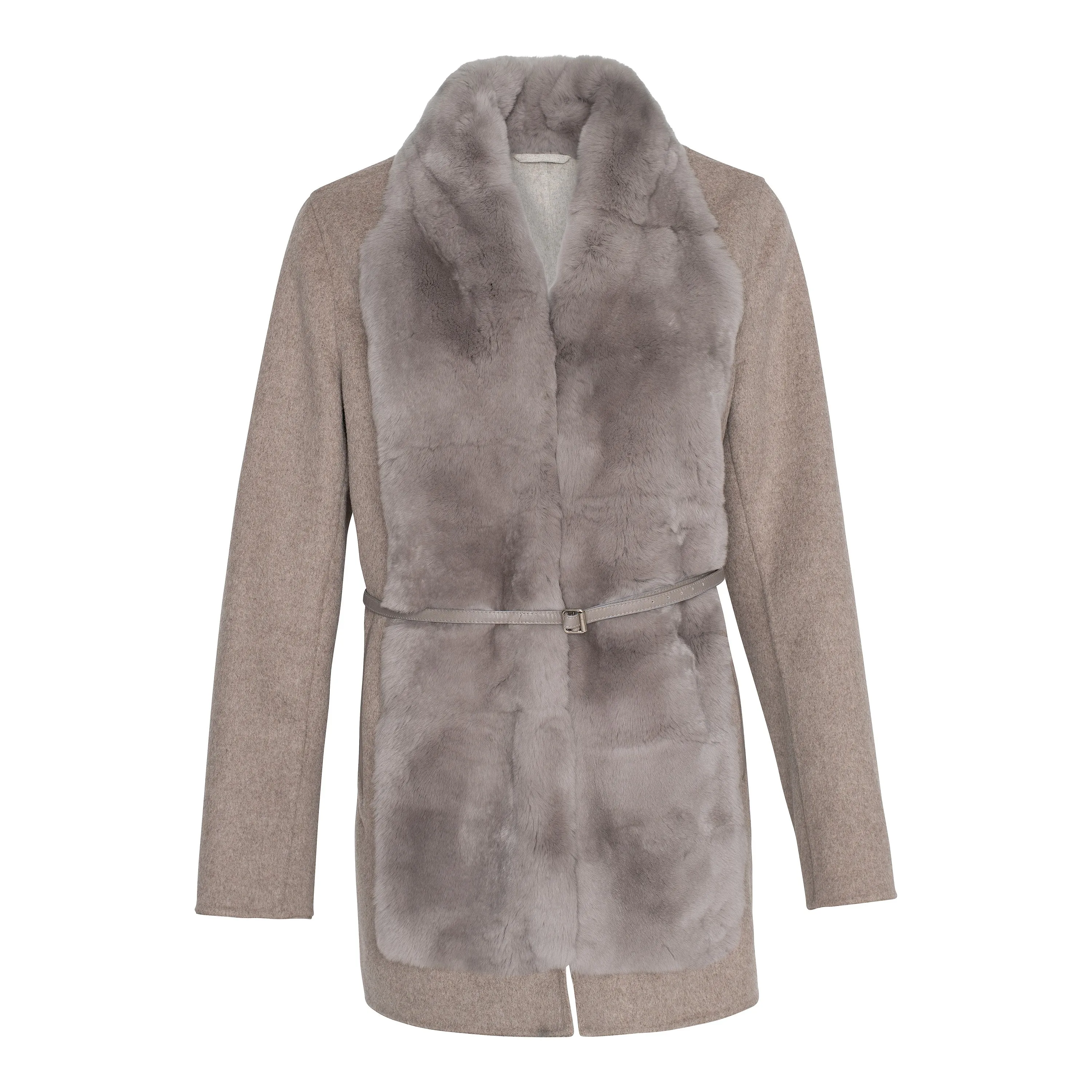 MEGAN Cashmere cardigan with Rex rabbit fur front