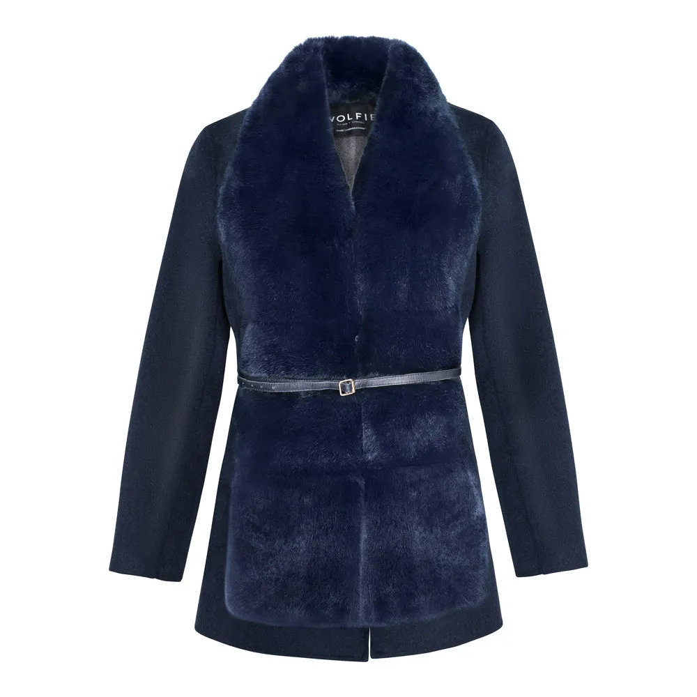 MEGAN Cashmere cardigan with Rex rabbit fur front