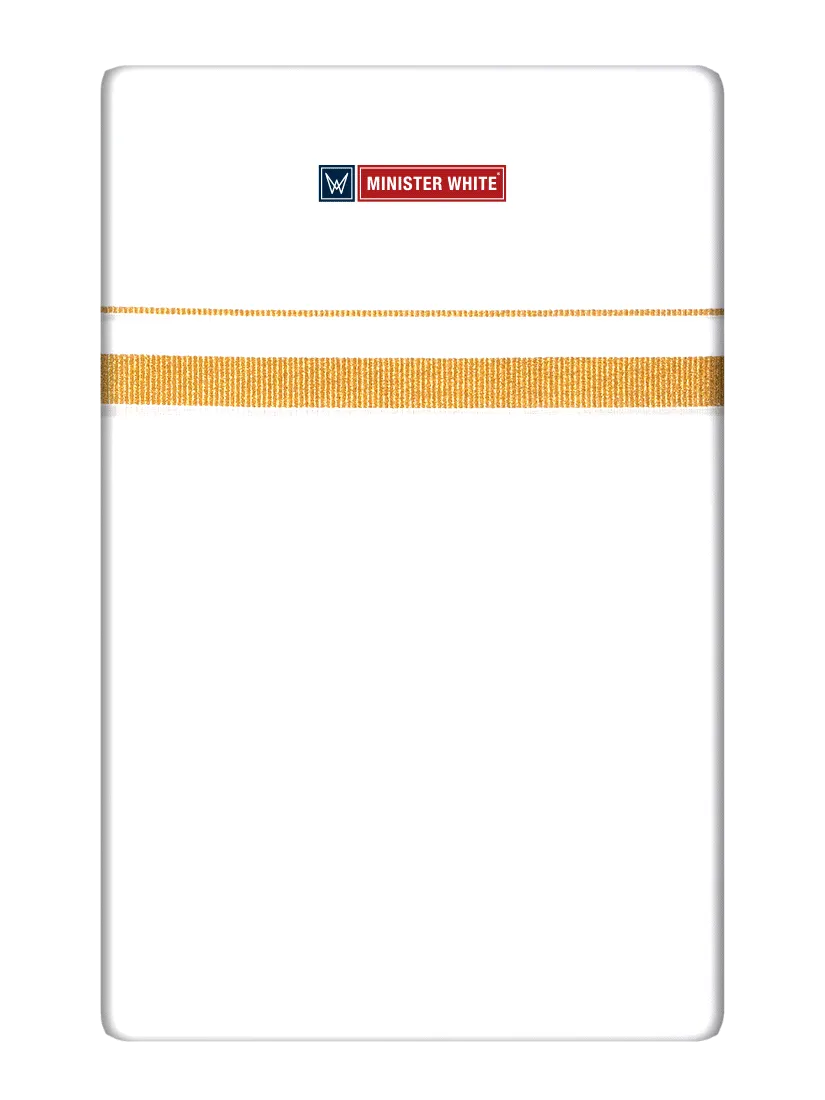 Mens Cotton White Single Layered Dhoti with 1/2" Gold Jari Border - Prime 1/2
