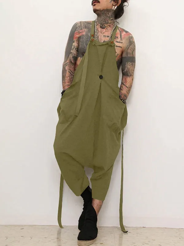 Mens Loose Wide-Leg Sleeveless Overall SKUK88160