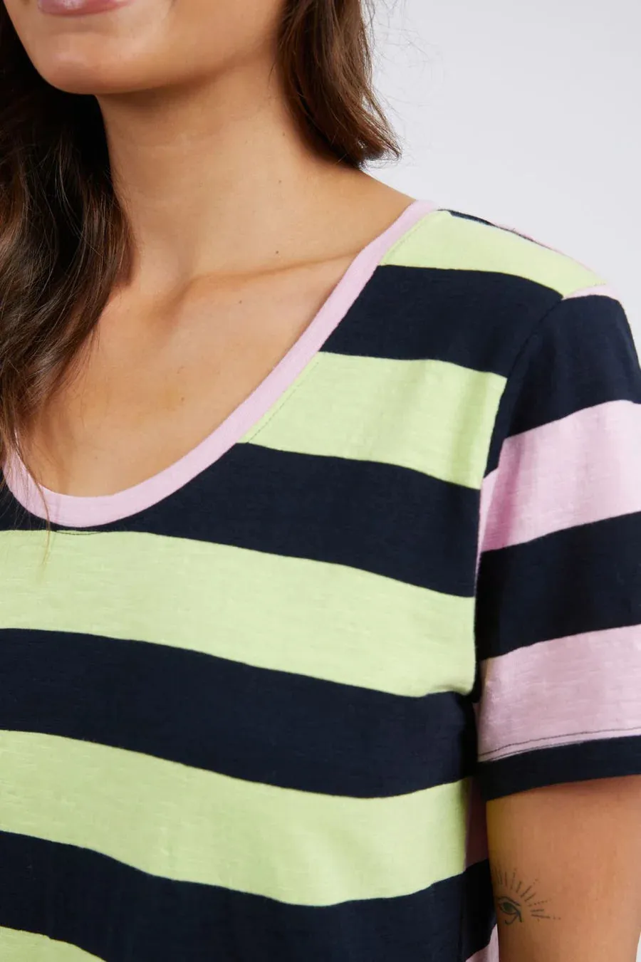 Mercury Stripe Dress in KeyLime / Navy / Pink