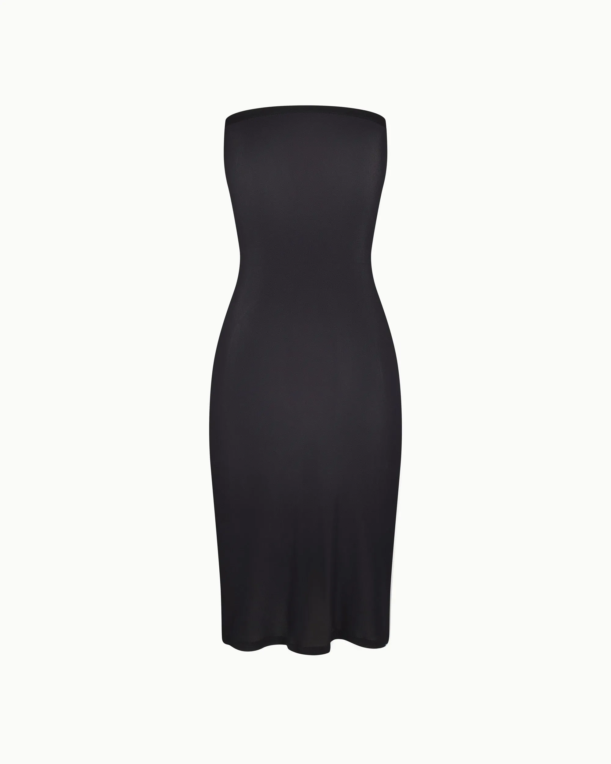 Mesh Tube Midi Dress | Black