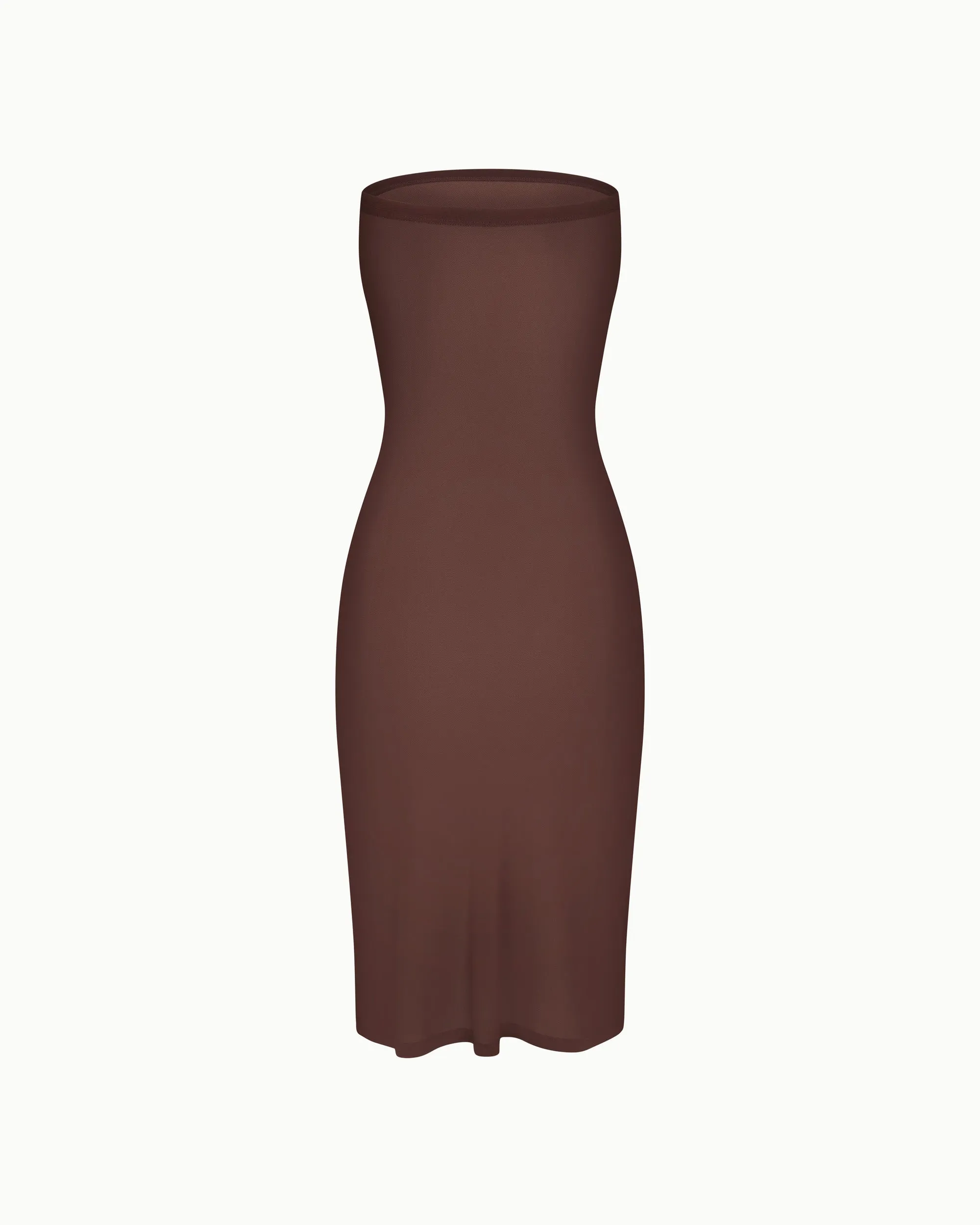 Mesh Tube Midi Dress | Chocolate