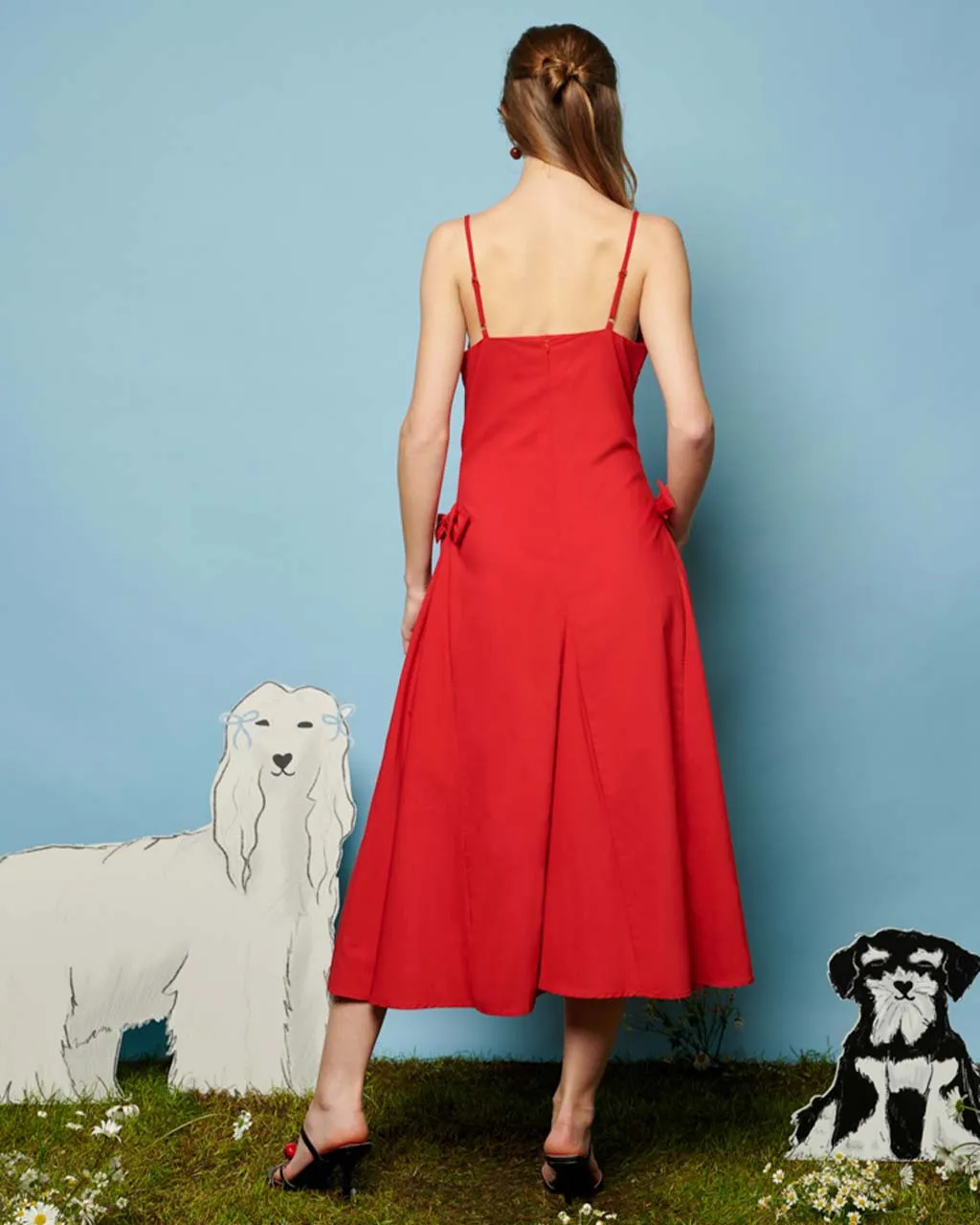 Minnie Bow Cami Dress - Carmin Red