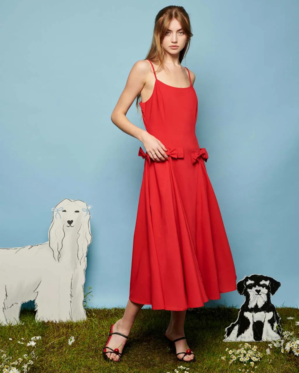 Minnie Bow Cami Dress - Carmin Red