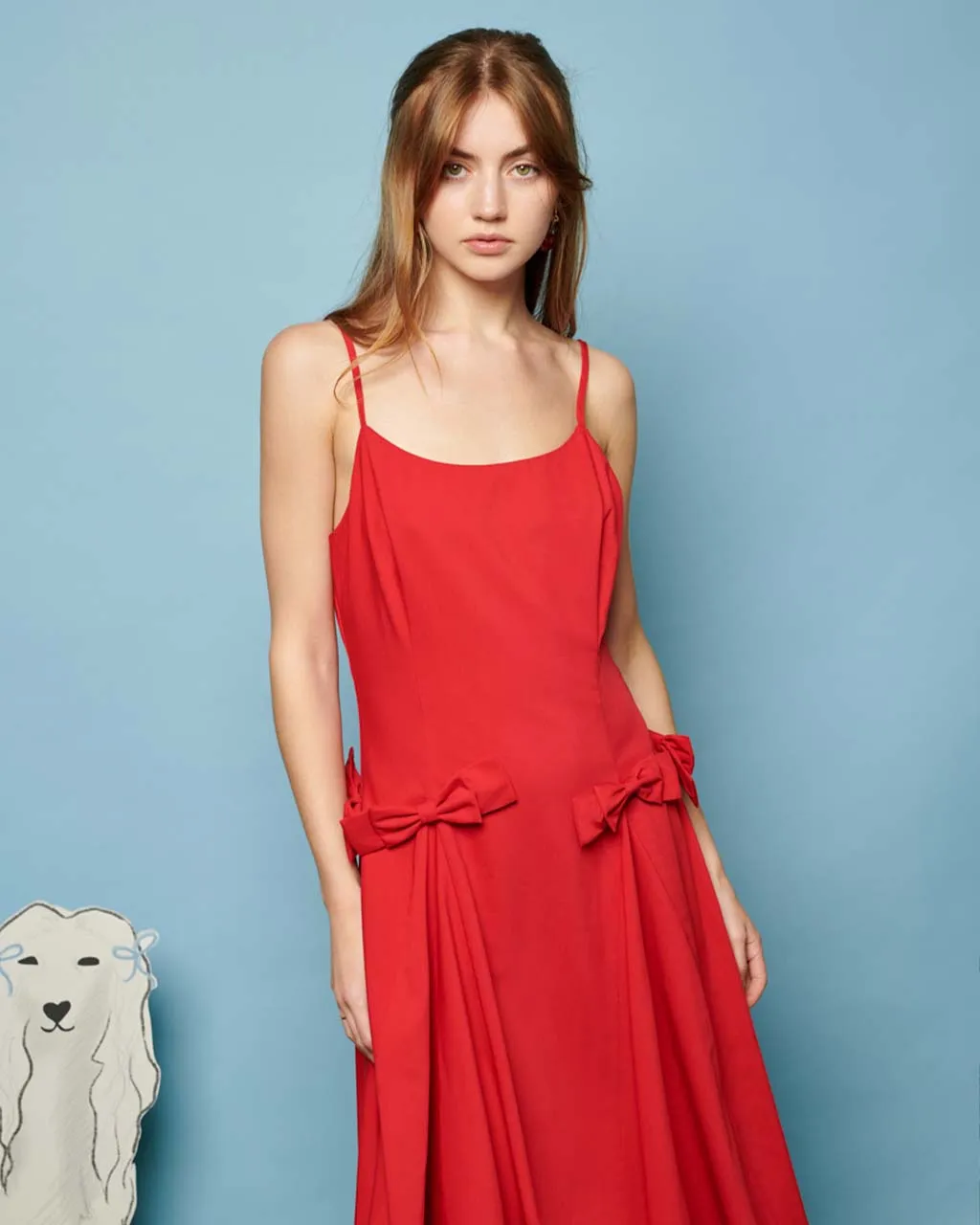 Minnie Bow Cami Dress - Carmin Red