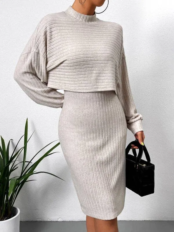 Mock Neck Crop Tee Slip Dress